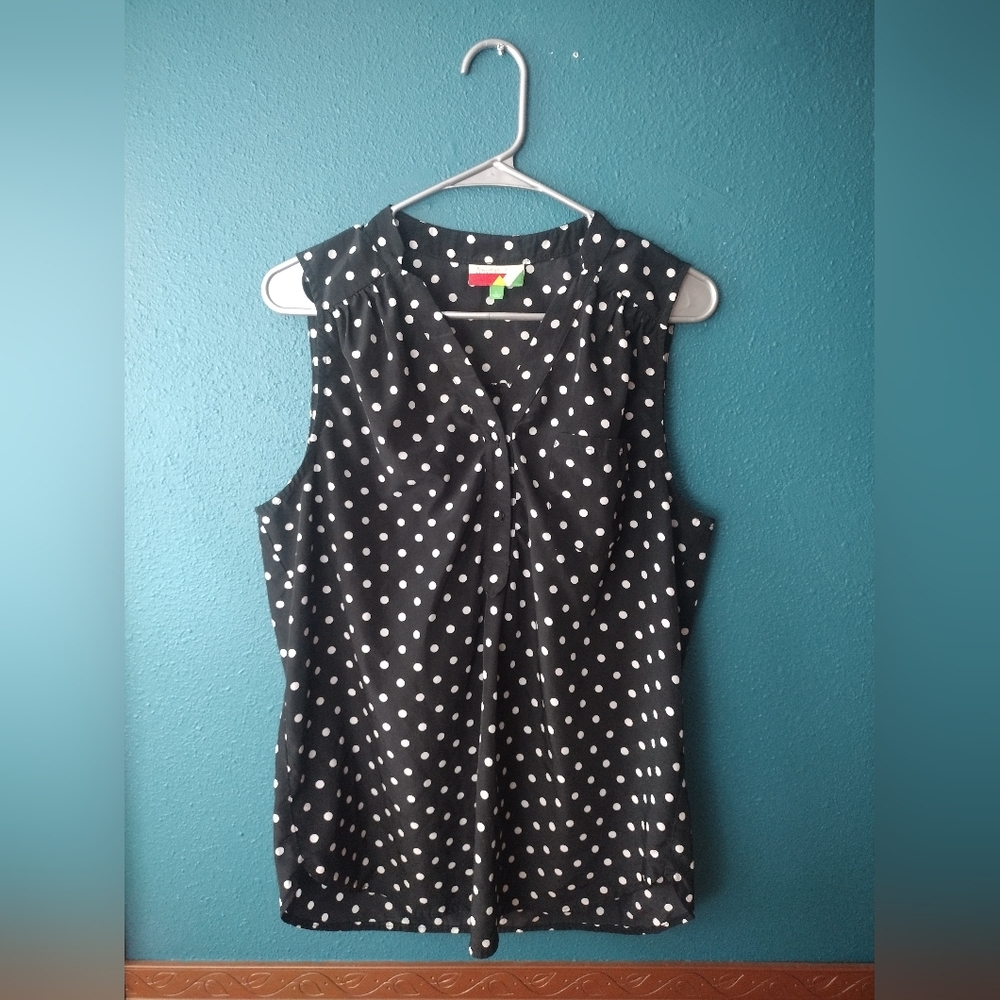 Modcloth Fervour Polka Dot Sleeveless Blouse